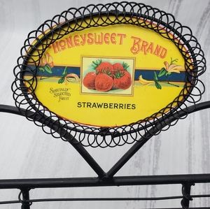 Kitchen Towel Hook Metal- Honeysweet Brand Strawberry Apricots Reversible Sign